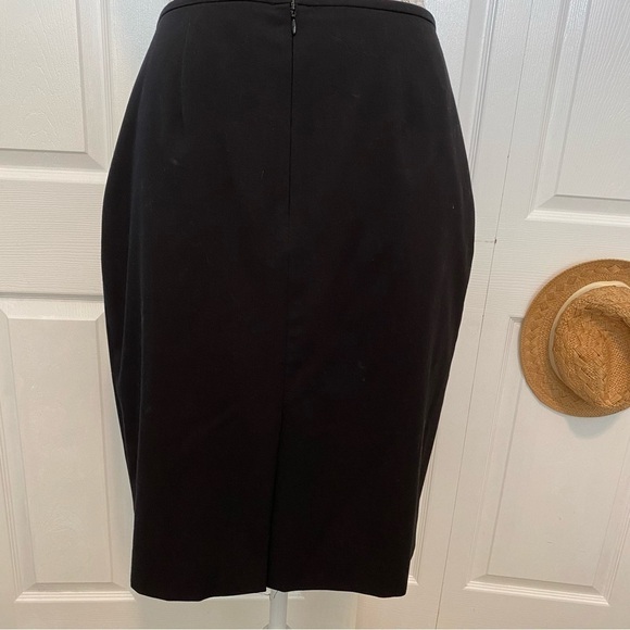 Calvin Klein Black Pensil Lined Midi Wrap Strech Skirt with Silver Buckle size 8 - Picture 3 of 10